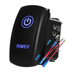 12V 24V Boat Trim Tabs Switch (ON)-OFF-(ON) Momentary Rocker Switch Waterproof Blue Light ON-OFF Toggle Switch With Harness