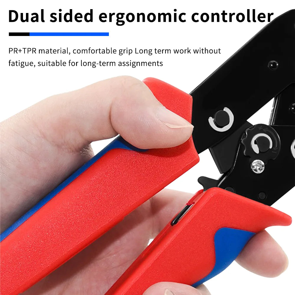 Electrician Pressed Pliers Crimping Tool with Interchangeable Dies Ratcheting Wire Crimper for Electrical Terminals Connector