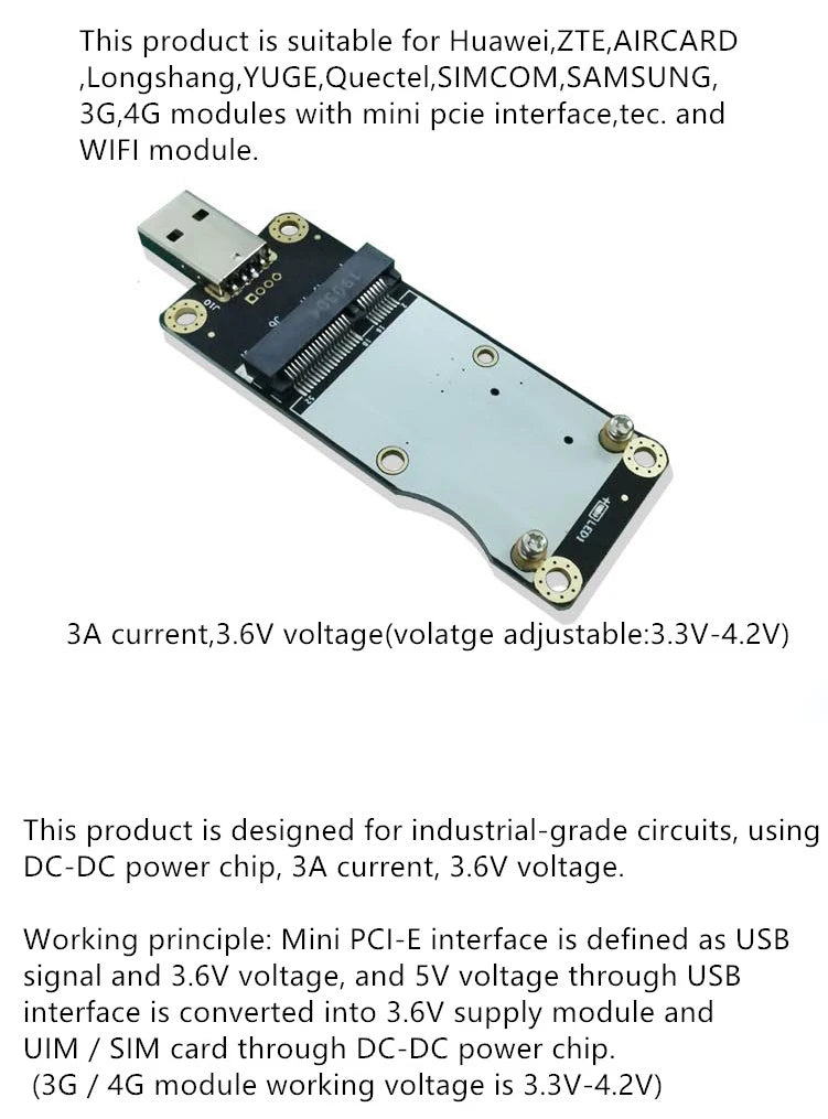Industrial-grademinipcie to USB development board adapter for Quectel EP06-E EC25-E EC25-AF EG25-G EC25-A EC25-AU LTE Modem