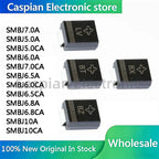 100Pcs SMD TVS Diode SMBJ5.0A SMBJ5.0CA SMBJ6.0A SMBJ6.0CA SMBJ6.5A SMBJ6.8A SMBJ6.8CA SMBJ7.0A SMBJ7.5A SMBJ10A 600W 5V-440V
