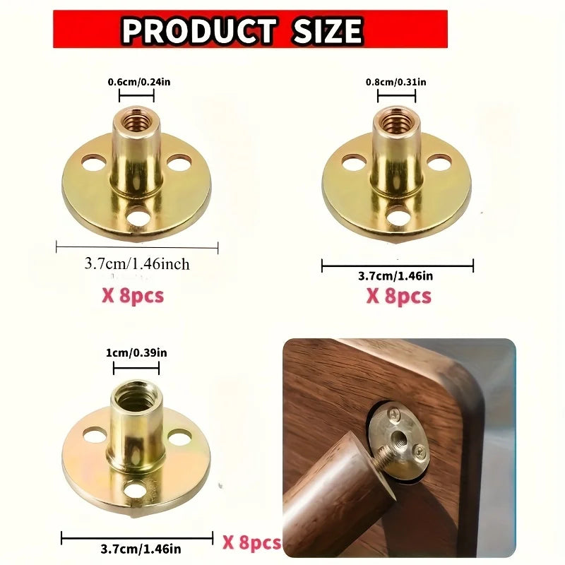 Iron Plate Nut Three-hole Flange Nuts M6 M8 M10 Coupling Thread Furniture Fastener Lock Sofa Furniture Accessory Fastener T Nuts