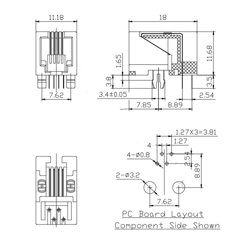 10PCS Telephone Socket Connector RJ11 RJ12 RJ45 Telephone Wifi Female Socket 2pin 4pin 6pin 8pin 4P4C 6P6C 6P4C 8P8C RJ45 Jack