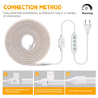 Dimmable Switch 220V COB LED Strip Neon Light Dimmer Power Kit Waterproof 3000K 4000K 6000K 288LED Kitchen Room Decor Flex Lamp