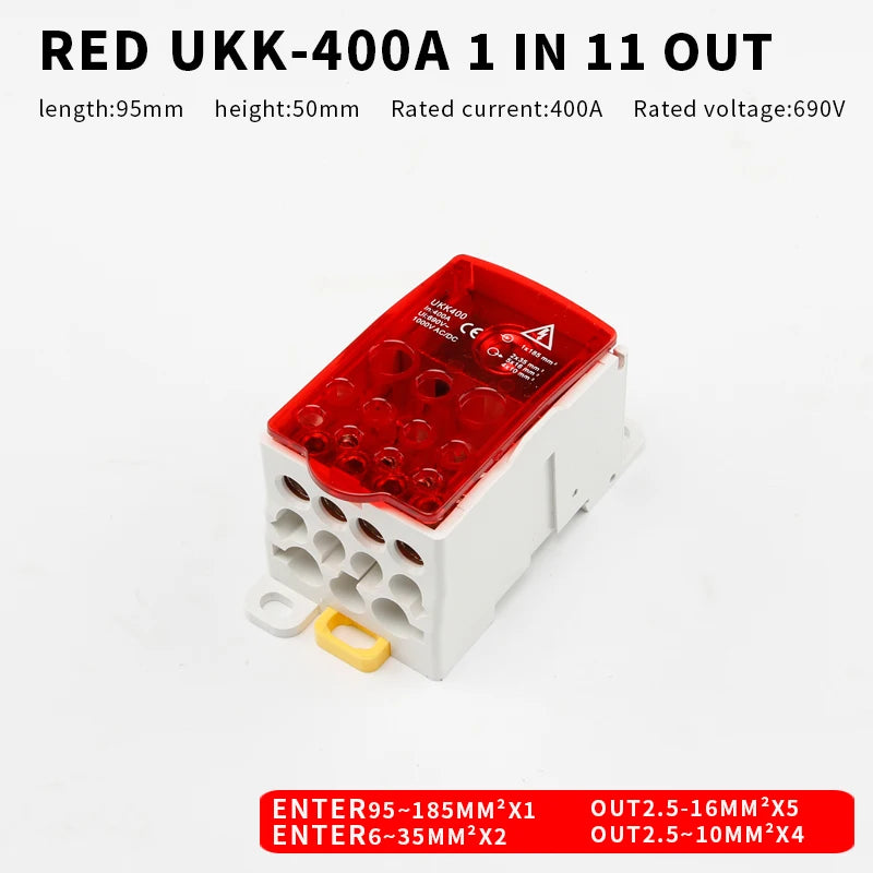 Distribution Box One In Several Out Power Wire Universal Electric Connector Junction Din Rail Terminal Block UKK 80A160A250A400A