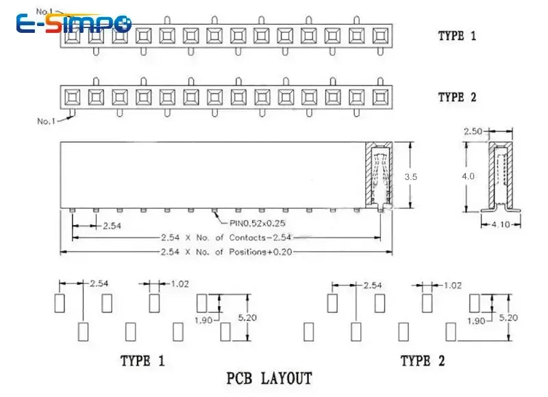 30PCS 2.54mm SMD Stackable 1x2P-10P/12P/15P/20P/24P/40P PH3.5 Short Low Profile Single Row Rohs SMT Female Pin Header Connector