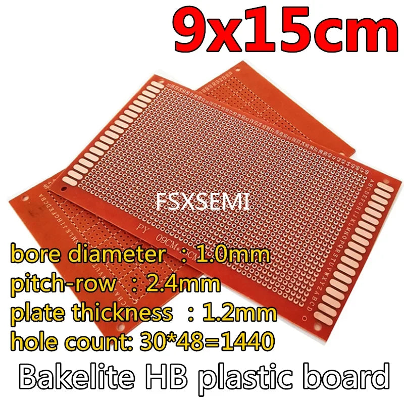 1pcs Bakelite Universal circuit test board HB plastic board 2.54MM PCB 5x7 7x9 9x15 10x15 10x22 12x18 13x25 15x18 18x30cm