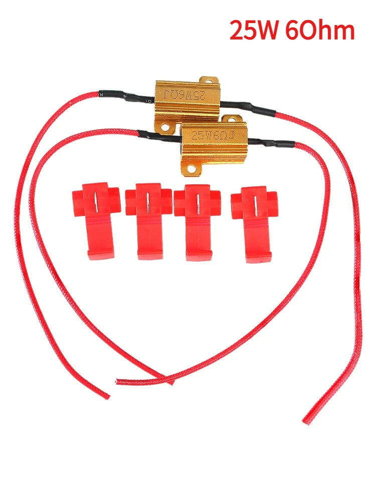 2 Sets 25W 50W Car LED Canbus Decoder  6ohm 8ohm 50 Ohm Load Resistors for Automobile Turn Signal Lamp Wirewound Resistor
