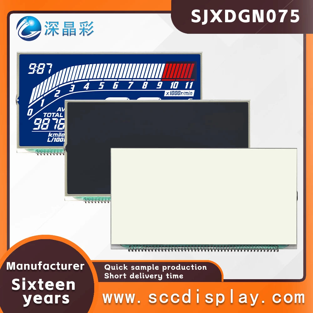 Wholesale Customization SJXDGN075 Wide Temperature Digital Display LCD Screen HTN Anti Glare Segment Code Screen for Motorcycles