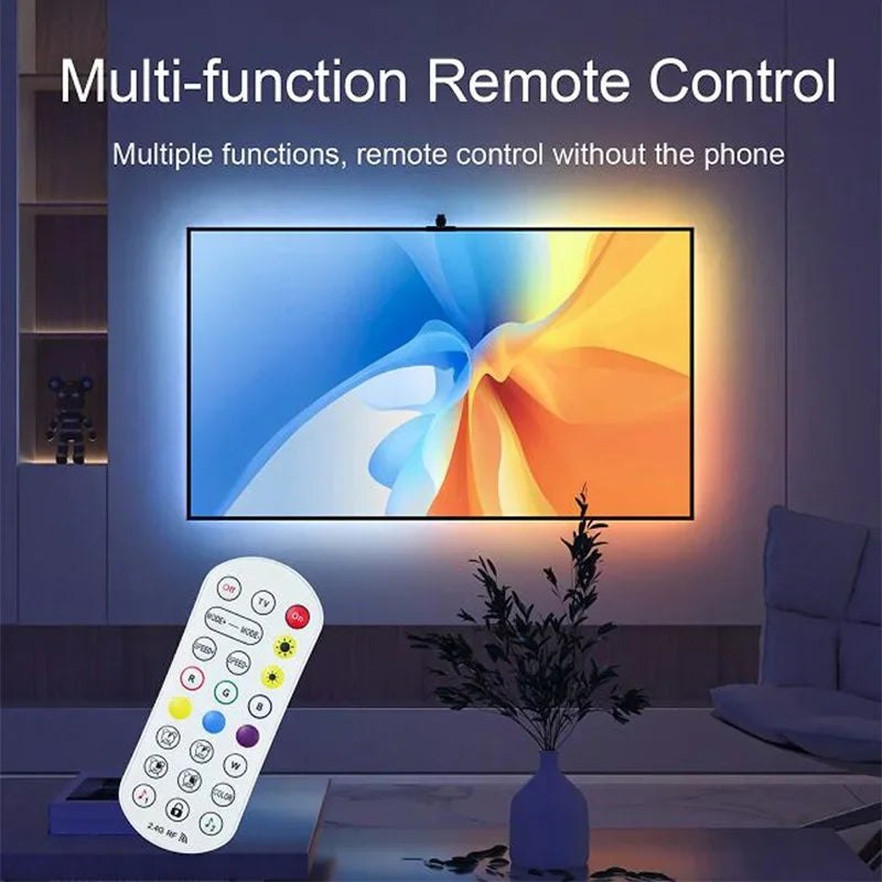 Smart LED TV Backlight Strip with AR Color Sensor App Controller with Music Sync RGB Ambient Light for 55 to 85 Inch Screen