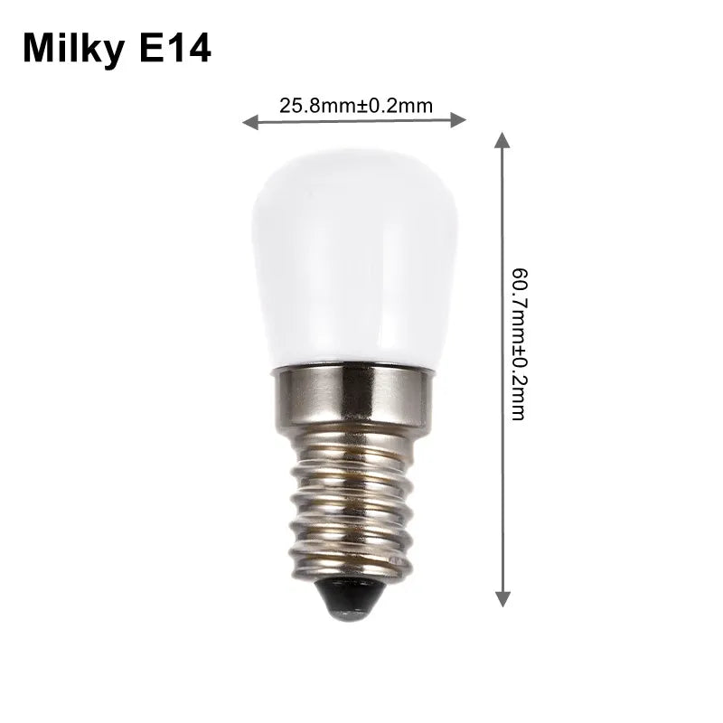 Mini LED Light Bulbs 2W E14 E12 T22 220V 110V 12V 24V 2835 SMD Refrigerator Lamp Screw Bulb For Refrigerator Freezer Cold/ Warm