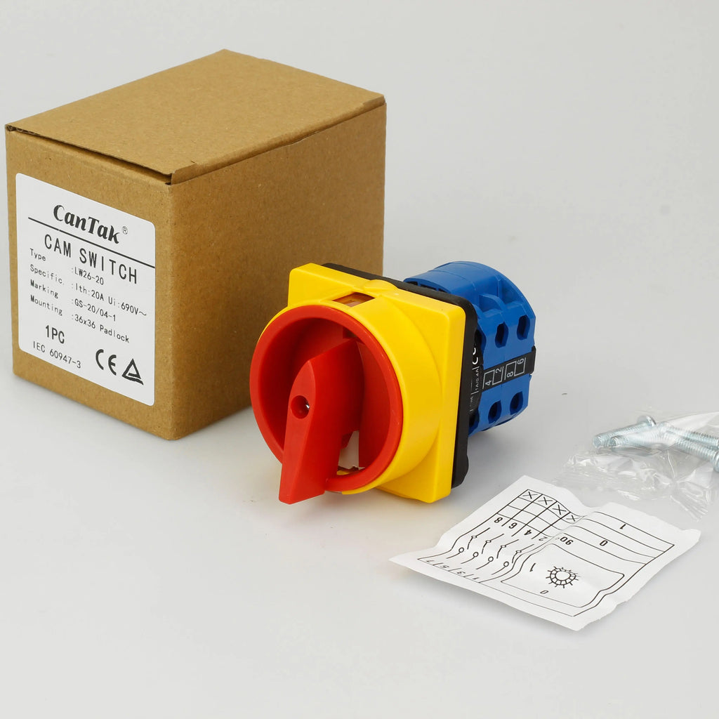 Zusen Cam Switch LW26GS-20/04-1 690V 20A Universal Lock Rotary 4 Poles 8 Terminals OFF-ON 2 Position