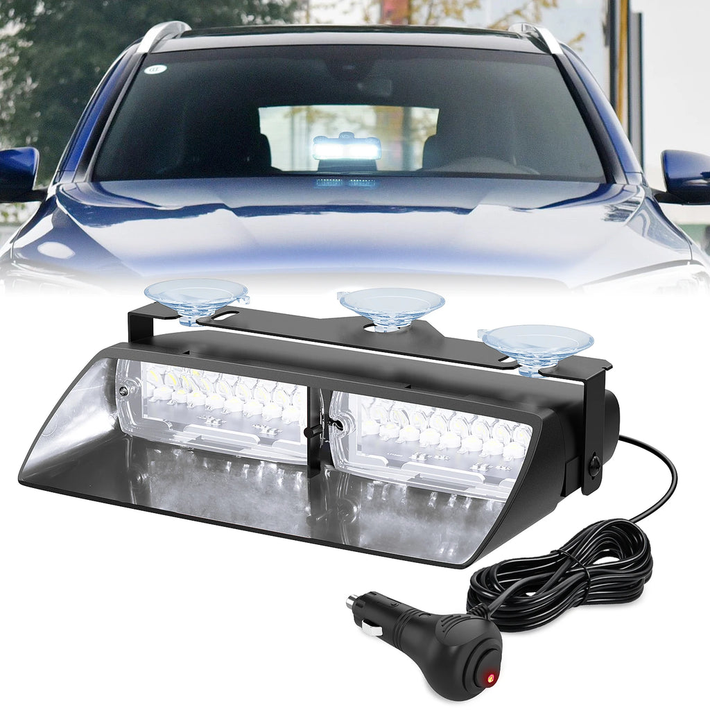 Nilight Bright LED Strobe Lights , Car Windshield Warning Flash Light with Suction Cups, Hazard Safety Lamp for Truck