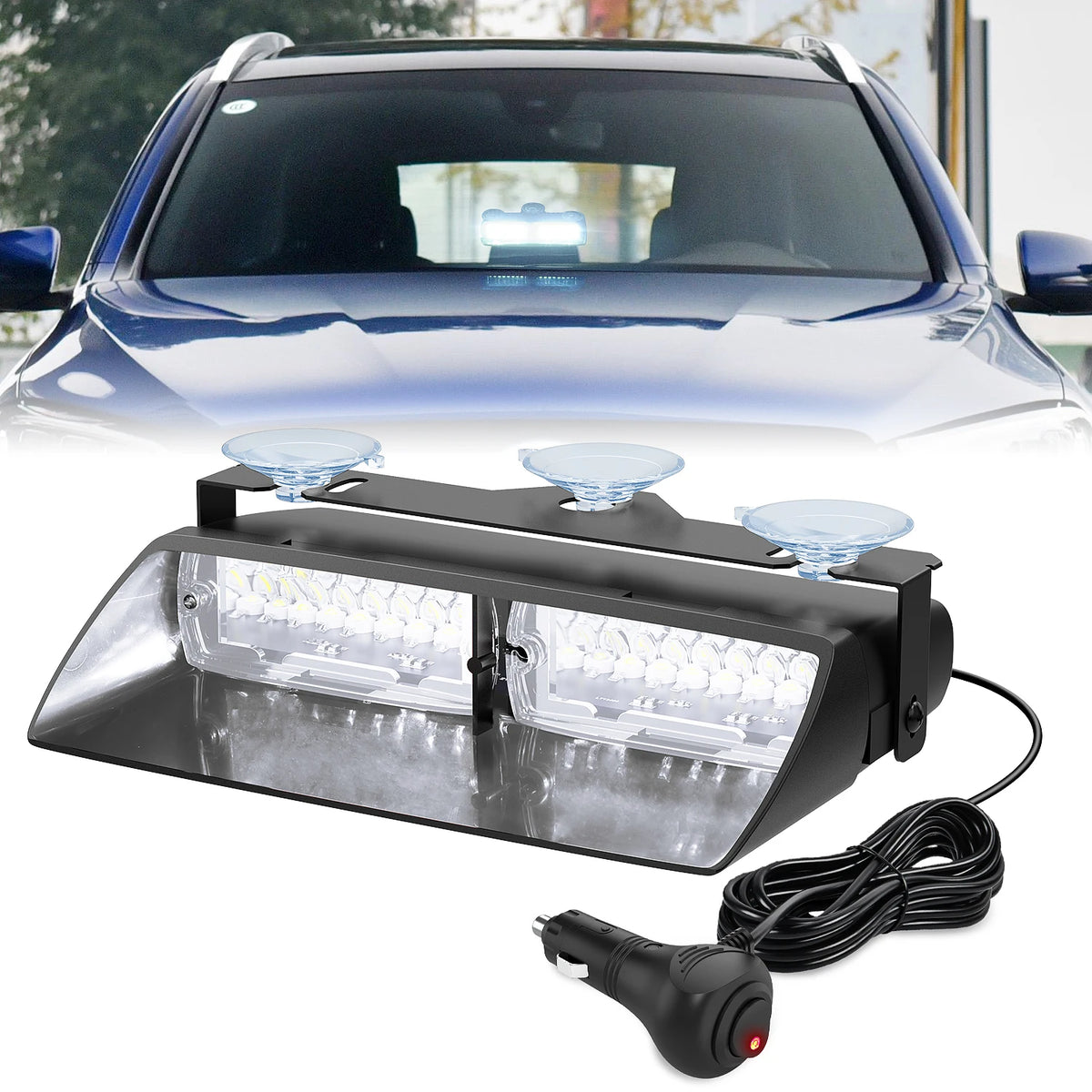 Nilight Bright LED Strobe Lights , Car Windshield Warning Flash Light with Suction Cups, Hazard Safety Lamp for Truck