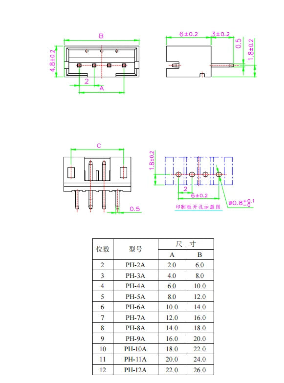 20Pcs PH 2.0  Terminal Plastic Housing Male Female Pin Header Connector ph 2.0 2mm Plug Socket Shell 2/3/4/5 Pin-12p
