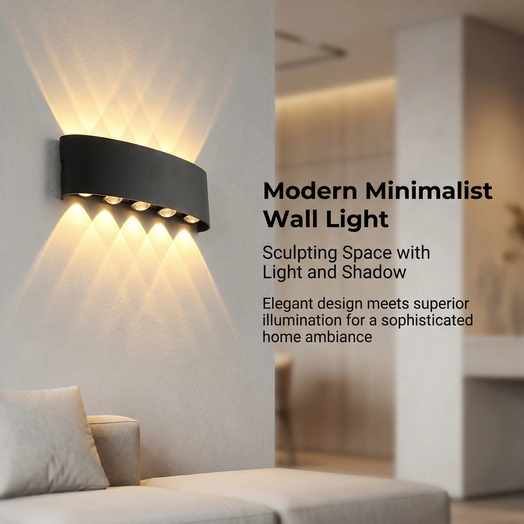 LED Wall Sconces 2W/4W/6W/8W/10W Modern Wall Light, Hardwired Aluminum Wall Lamp,Black Up Down Wall Mount Lights for Living Roo