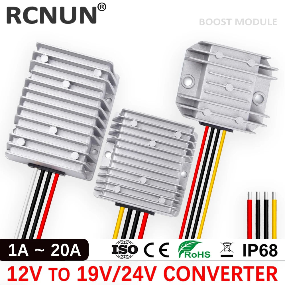RCNUN Booster 12V to 24V 19V 3A 5A 10A 15A 20A Step-up DC Converter 12 Volt to 19 Volt Boost Module Car Laptop Power Supply