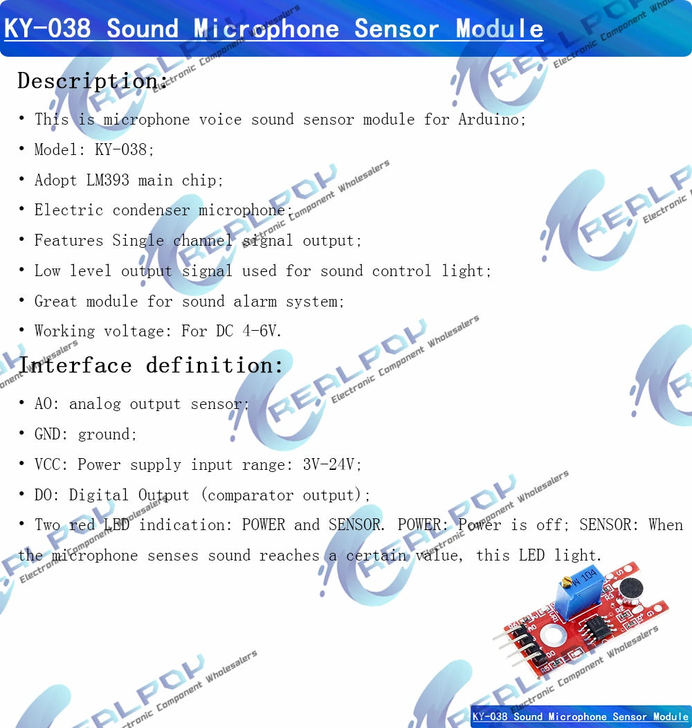 Sound sensor module sound control sensor MAX4466 MAX9814 switch detection whistle switch microphone amplifier For Arduino KY-037