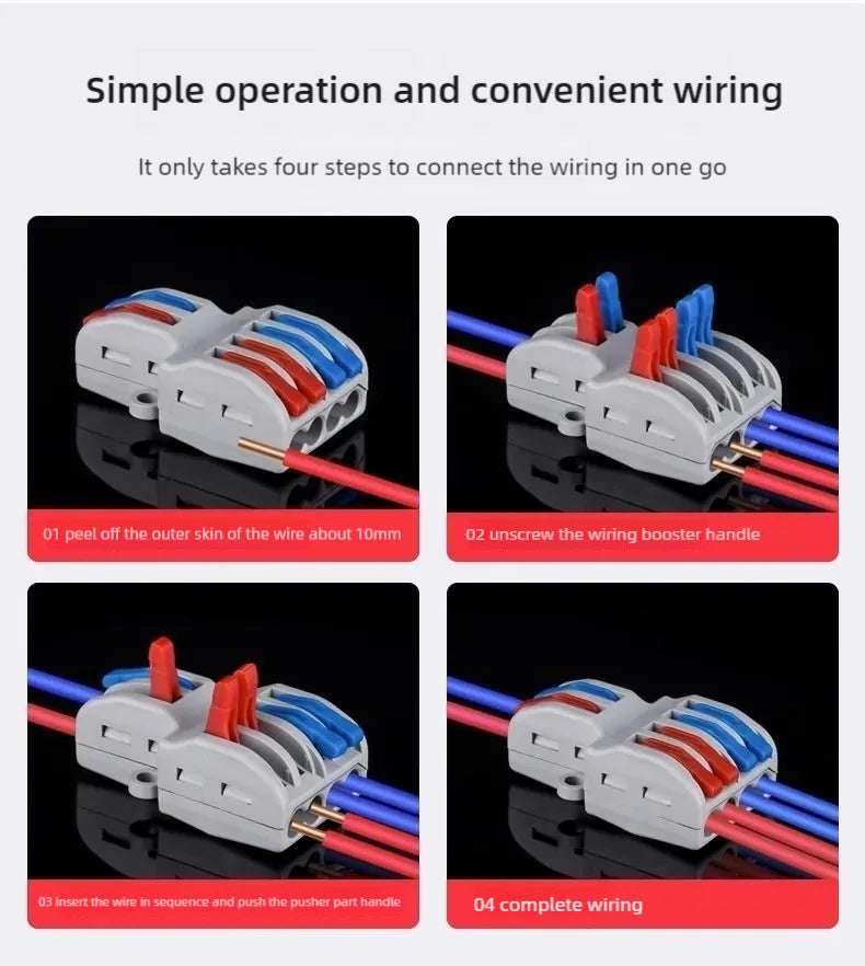 25PCS Electrical Cable Connectors Push-in Quick Terminal Blocks LED Cable Wiring Tool Wire Connectors Rail Installation Model