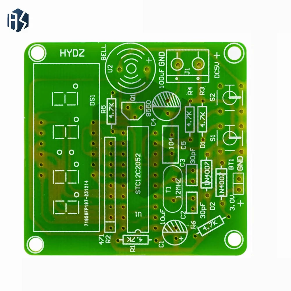 ‌AT89C2051-24PU 8051 Microcontroller LED Clock Kit – 4-Digit 7-Segment DIY Soldering Project with DS1307 RTC (I²C) | Alarm/Timer
