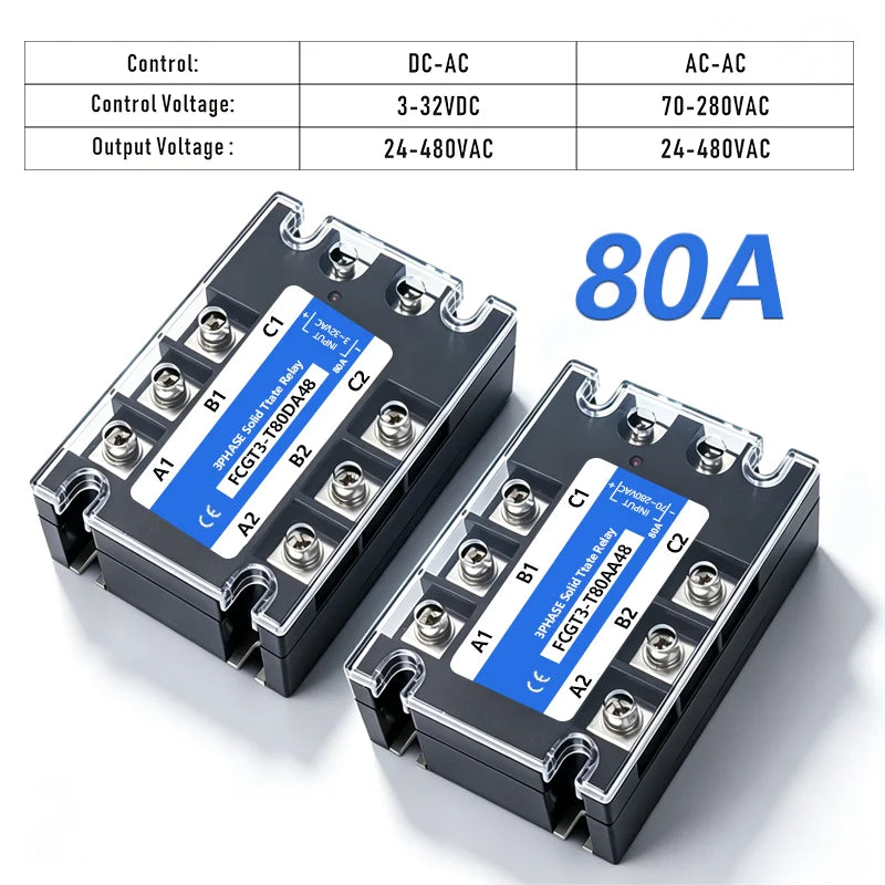 Three-phase Solid State Relay SSR 3 Phase 10A 25A 40A 60A 80A 100A 120A 150A 200A AC Control AC DC Control AC 25DA 380VAC
