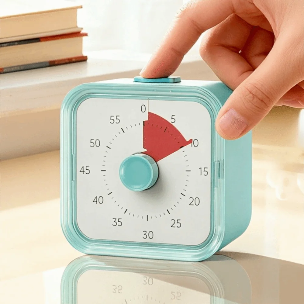 60 Minutes Visual Timer Ultra Silent Visualization Countdown Alarm Clock Self-discipline Round/Square Kitchen Timer