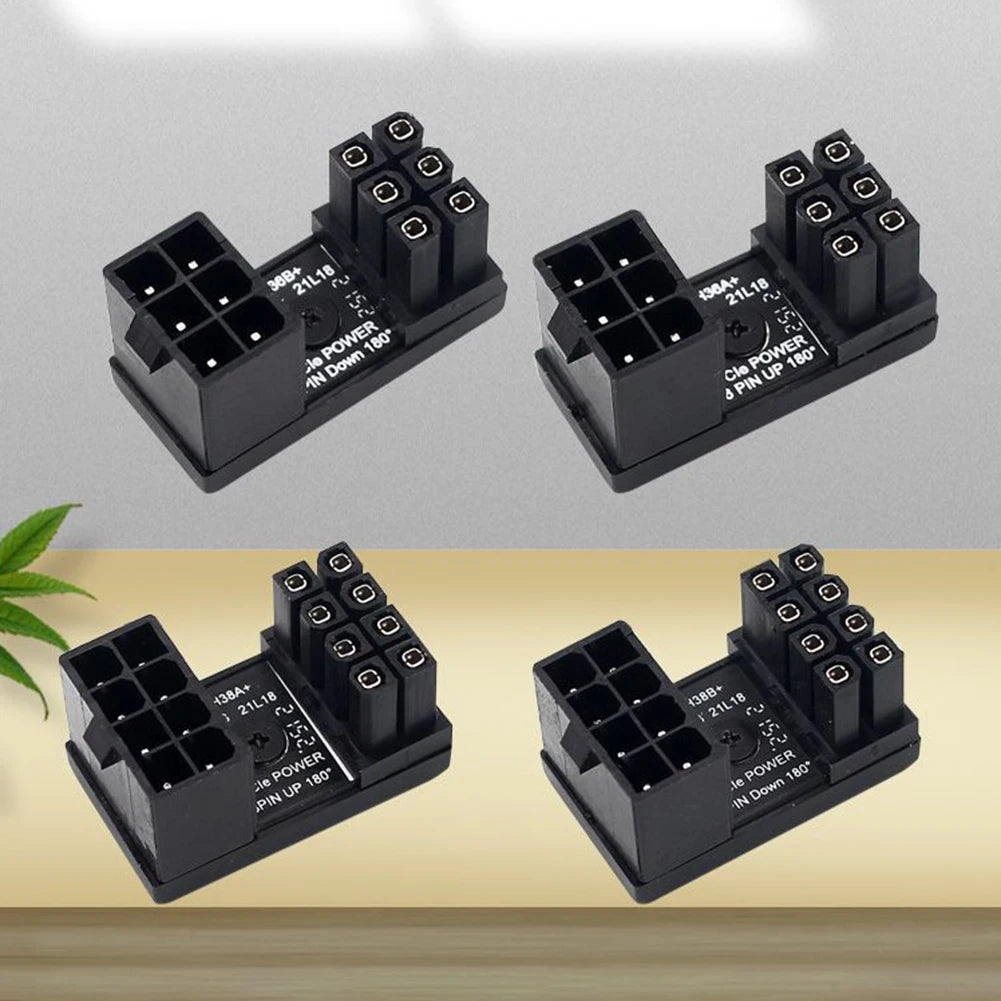 Power Adapter Board 8 Pin GPU Power Connector 6 Pin GPU PCIe 180 Degree Angle for PC Computer Graphics Card