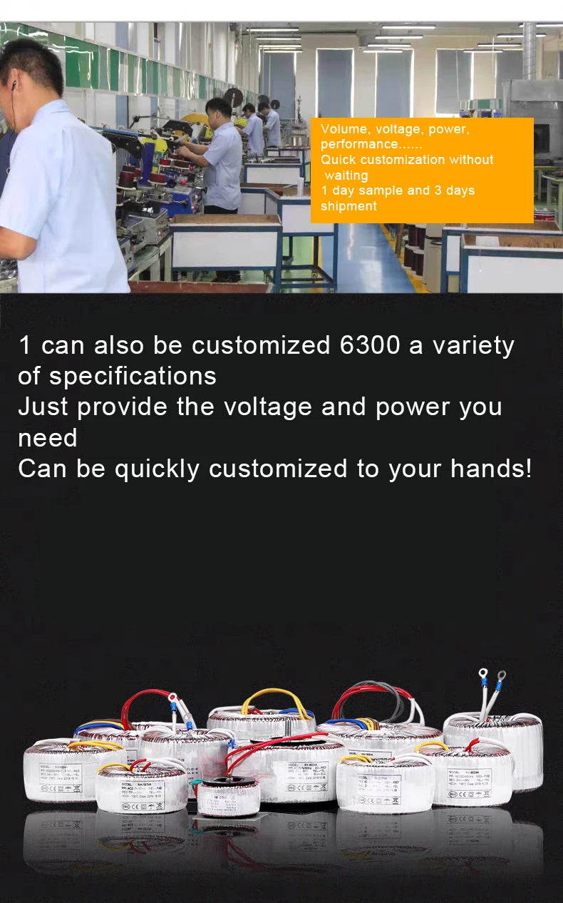 Toroidal Power Transformer, 12V/36V/220V, 10-10000W Step-Up/Step-Down Transformer, Audio Amplifier, Parameters Can Be Customized
