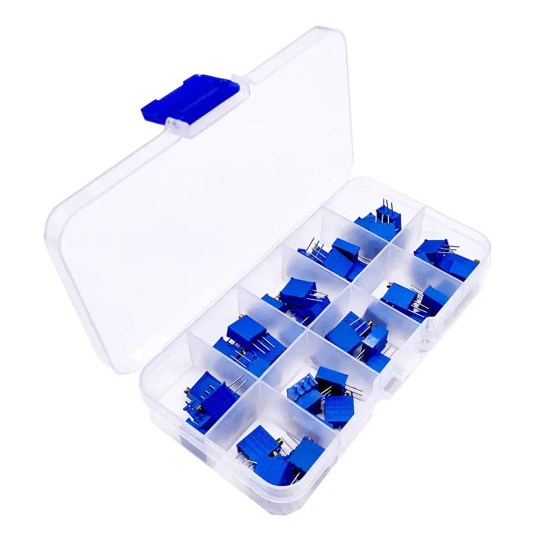 10 kinds of 50pcs 3296W multi-turn precision adjustable resistor trimmer potentiometer ESC kit 500R/1K/2K/5K/10K/20K/50K/100K/1M