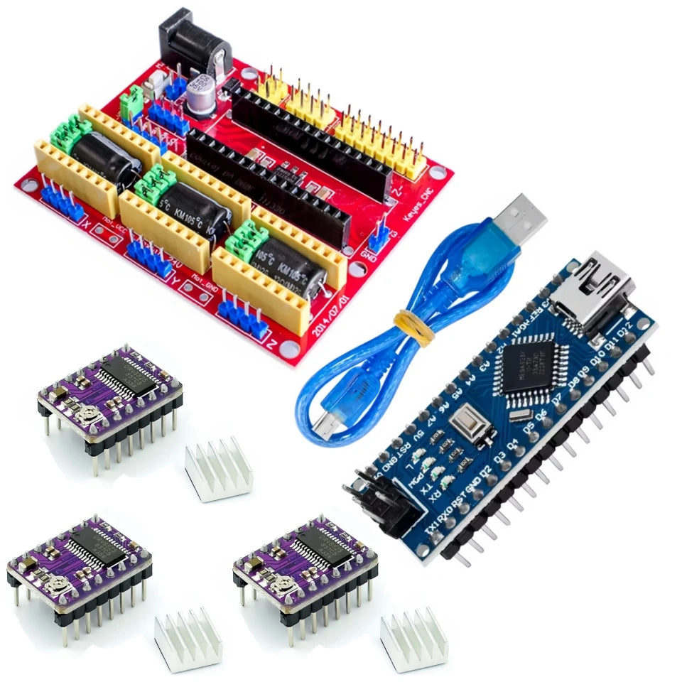 CNC Shield V4 Engraving machine 3D Printer + Nano 3.0 with USB cable+3pcs A4988 / DRV8825 Reprap Stepper Drivers Set For Arduino