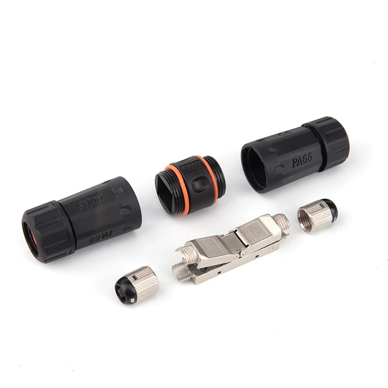 Linkwylan IP68 Waterproof RJ45 Field Extension Connector Full Shielded Toolless Type Tool-Free Connection For Cat6 6A Cat7 Cable