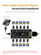10 Port 5V 3PIN ARGB Fan Hub SATA Powered RGB Splitter for PC Case Addressable RGB Fan Light Strip