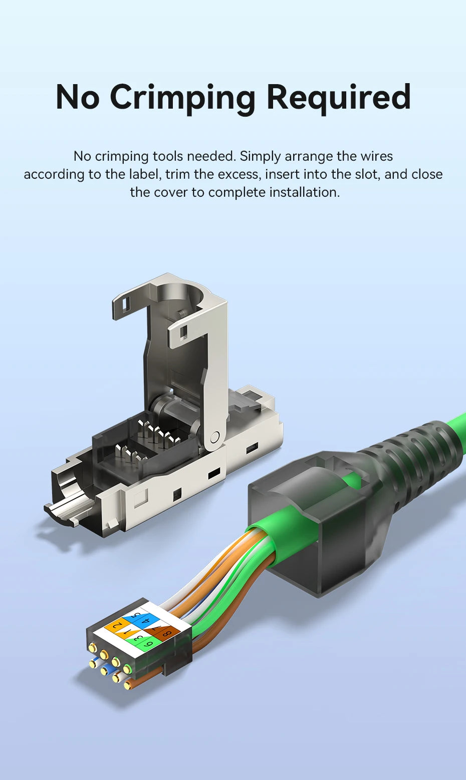 Vention NEW RJ45 Cat8 Cat7 Cat6A Connectors RJ45 Metal Tool Free Easy Termination Plug 2000MHz 40G LAN Cable Reusable Shielded