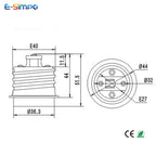 E27 To E40, E40 TO E27 Porcelain High Temperature Resistant Plastic Lampholder LED CFL Halogen Light Socket Bulb Base Adapter