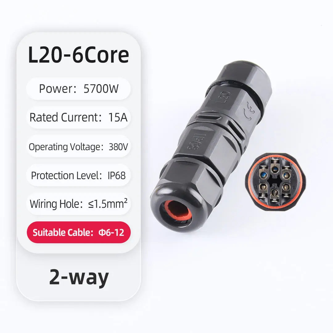 IP68 Waterproof Connector L20 20A LED Light Outdoor Cable Wire Quick Terminal Connector 2Pin 3Pin 4Pin 5Pin 6Pin Screw Wiring Ju