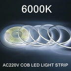 1-5m COB LED Strip 220V Flexible Tape Lights  Light Smart IC No Need Driver High Bright 240 LEDs Linear Lighting RA95 Warm White