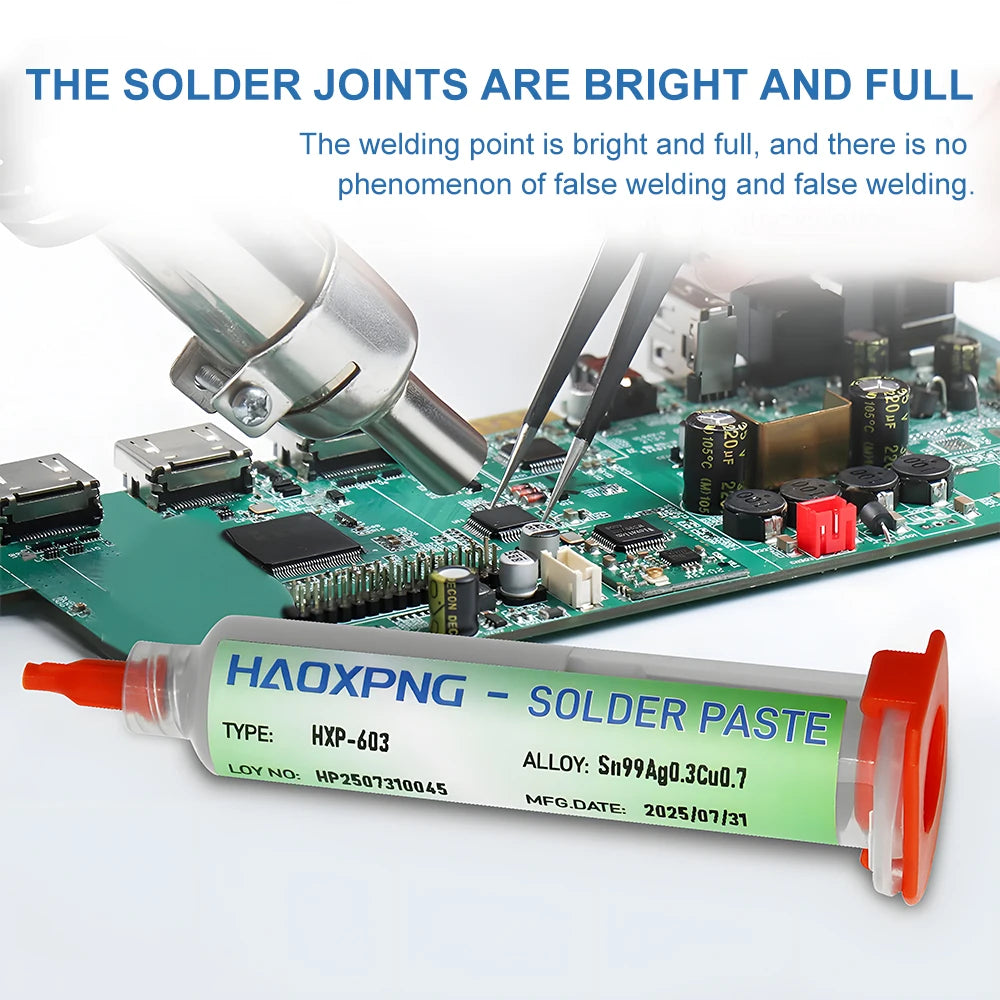 Sn99Ag0.3Cu0.7 Lead-Free Solder Paste, PCB/BGA/SMD Soldering, USB Interface Repair, Soldering, High-Quality Soldering Flux