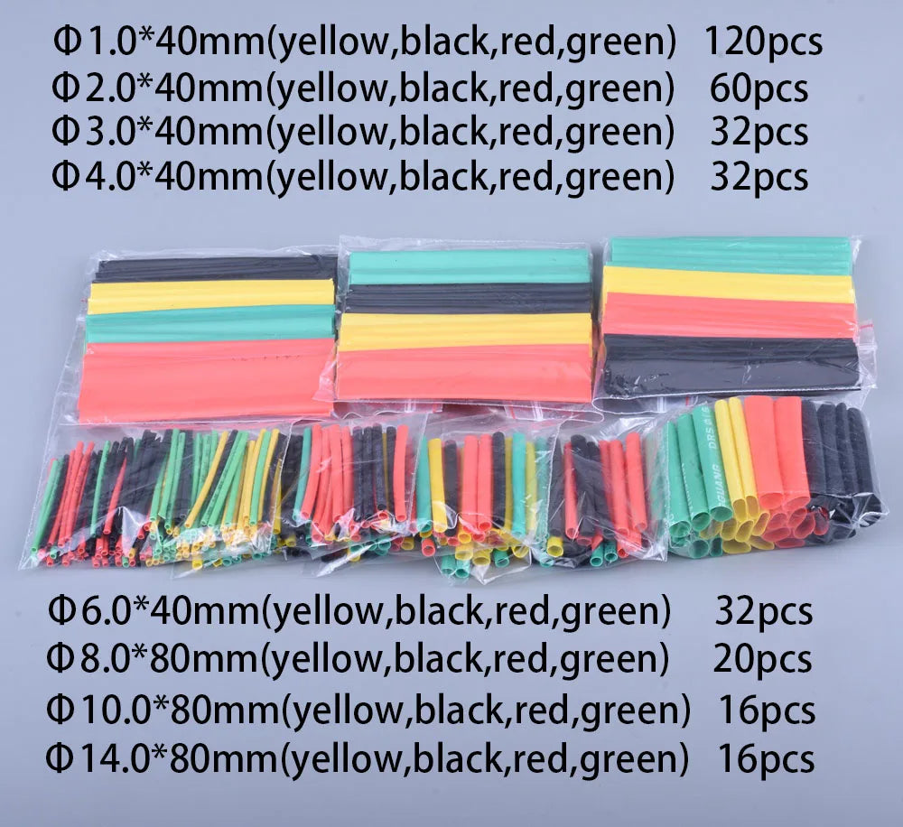 127-800pcs Heat-shrink Tubing Thermoresistant Tube Heat Shrink Wrapping Kit Electrical Connection Wire Cable Insulation Sleeving