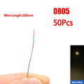 50pcs/Set 0805 1206 SMD Lamp Wired Micro Led Pre-Soldered Micro Litz Wired Chip 3V Railway Model Scenes Light DIY Leads Wires 30