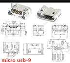 20pcs Micro USB 5 Pin SMT Socket Connector Type B Female Placement DIP SMD USB Charging Adapter Connectors Plug