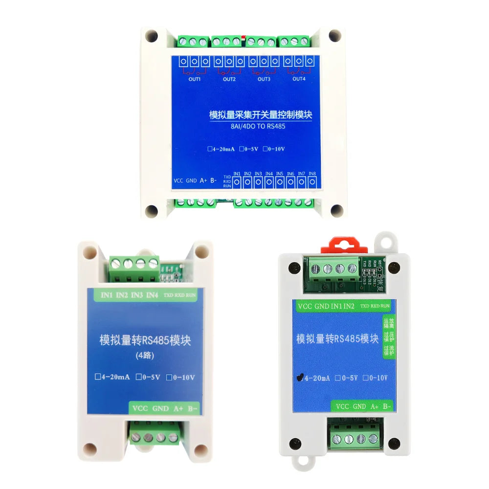 Conversion Module Analog 0-5V 0-10V 4-20mA to RS485 Modbus RTU Protocol 2 4 8 Channel Digital RS485 Transform Modules
