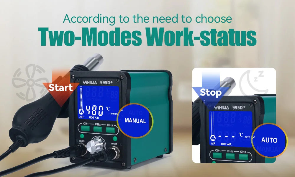 YIHUA 995D+SMD Soldering Station With Pluggable Hot Air Gun Soldering Iron BGA Rework Station Phone Repair Welding Station