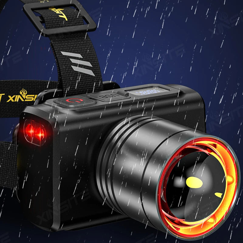 Rechargeable Headlamp Super Bright Head Light Motion Sensor Front Led Head Flashlight Waterproof Outdoor Camping  Flashing