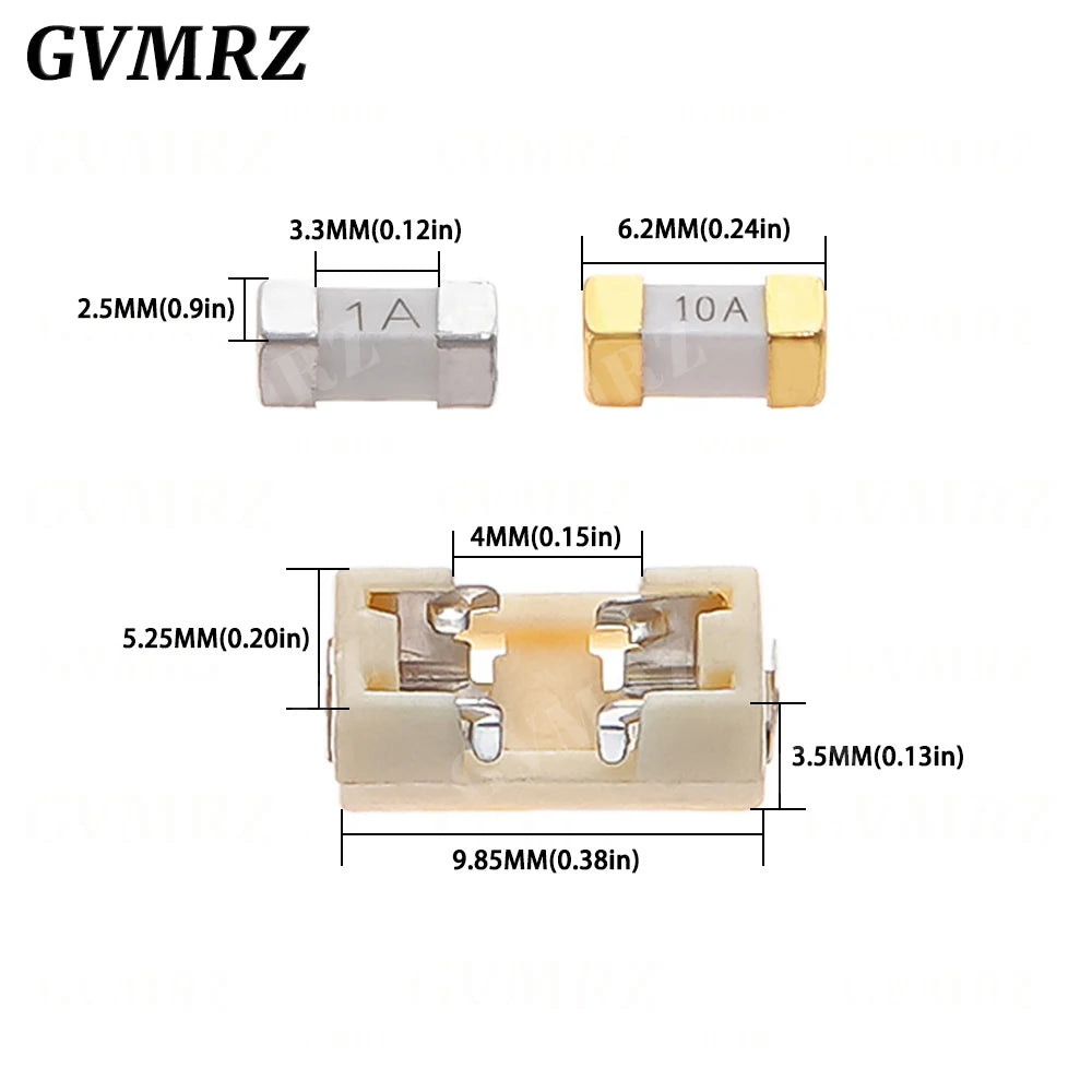 10PCS 1808 SMD Fuse Fast Acting Surface Mount Fuses 0.5A 0.75A 3A 4A 5A 6.3A 10A 12A 15A 500MA 750MA for PCB Circuit Protection