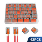 43Pcs Boxed Eletrical Mini Quick Lever Wire Connector 1 In Multiple Out Compact Splicing Termianl Block Easy For Installation