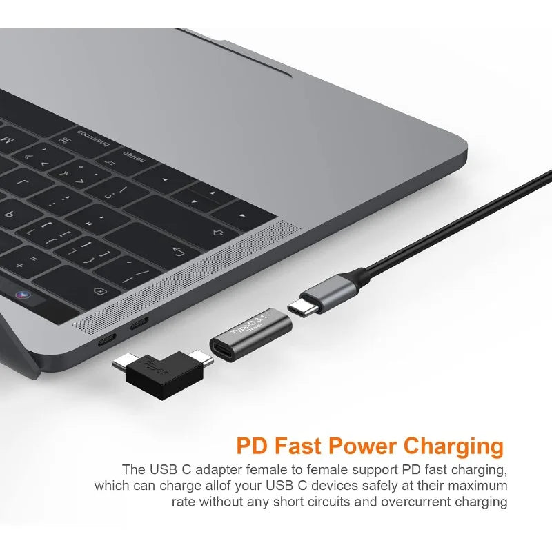 2PCS USB-C Female to USB-C Female Aluminum Connector Adapter Support 4K Video, Fast Charging & 10Gbps Data Transfer. (Black)