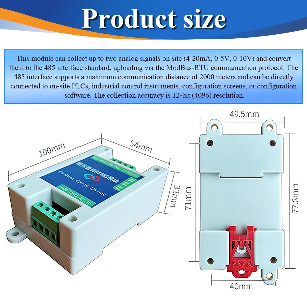 Conversion Module Analog 4-20mA 0-5V 0-10V to RS485 Modbus RTU Protocol 2 4 8 Channel Digital RS485 Transform Modules