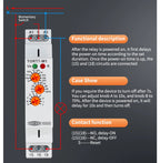 TORT7 Series Delay-ON Delay-OFF 10in1 Asymmetric Cycler Time Relay Multi-function Timer Switch 0.1S-10D Pulse Generator Interval