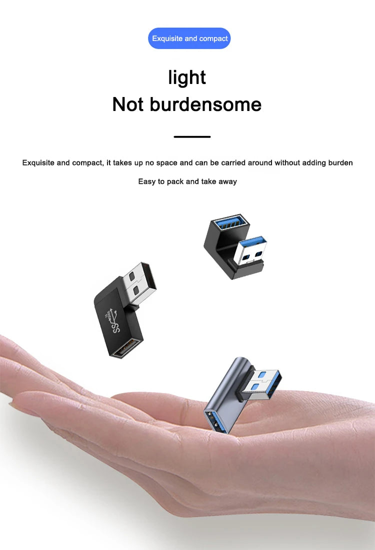90 Degree USB 3.0 Male to Female Right Angle Extension Adapter USB Upward Elbow Adapter 10Gbps For Laptop PC Connector Converte