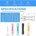 10-1000pcs Waterproof Heat Shrink Butt Wire Connectors AWG 24-10 0.3-6.0mm2 Insulated Electrical Wire Cable Crimp Terminals