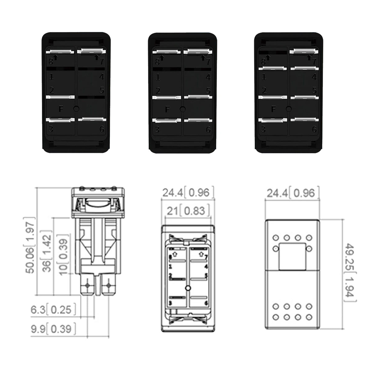 12V 20A White Lens Led Rocker Switch SPST / DPDT / Latching ON-OFF / Momentary (ON)-OFF-(ON) For Carling Switch Replace